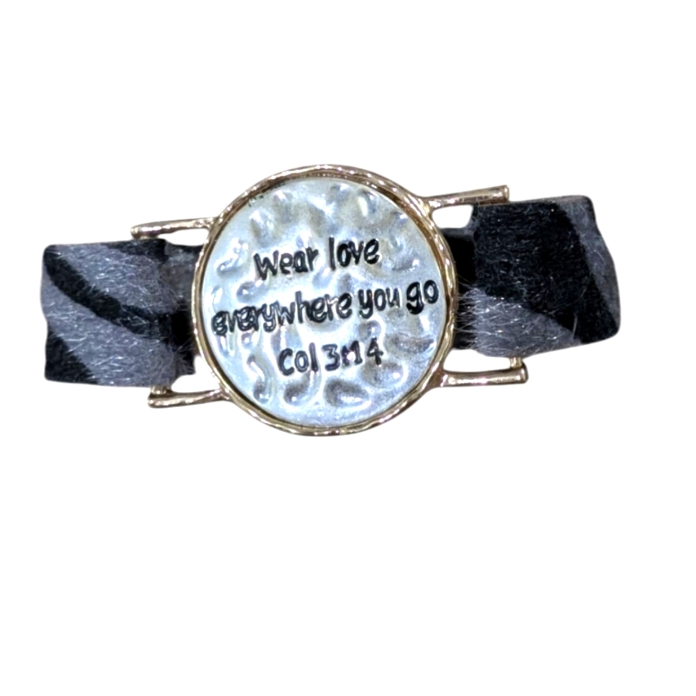 🇱🇷 Black and Silver Inspirational Bracelet